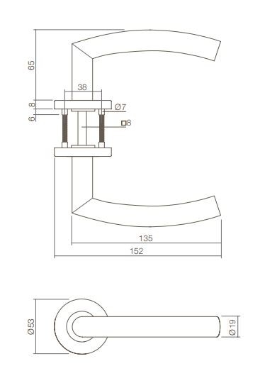 Intersteel deurklink half rond 90° op rond rozet rvs - Afbeelding 2