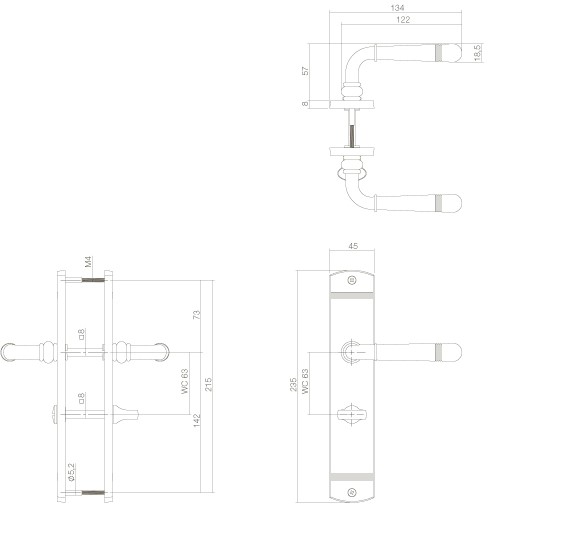 Intersteel deurklink Helena op schild met wc-sluiting 8/63 nikkel mat - Afbeelding 2
