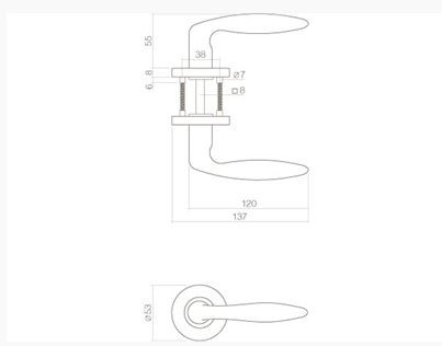 Intersteel enkele deurklink rechts Jupiter op rond rozet rvs - Afbeelding 2