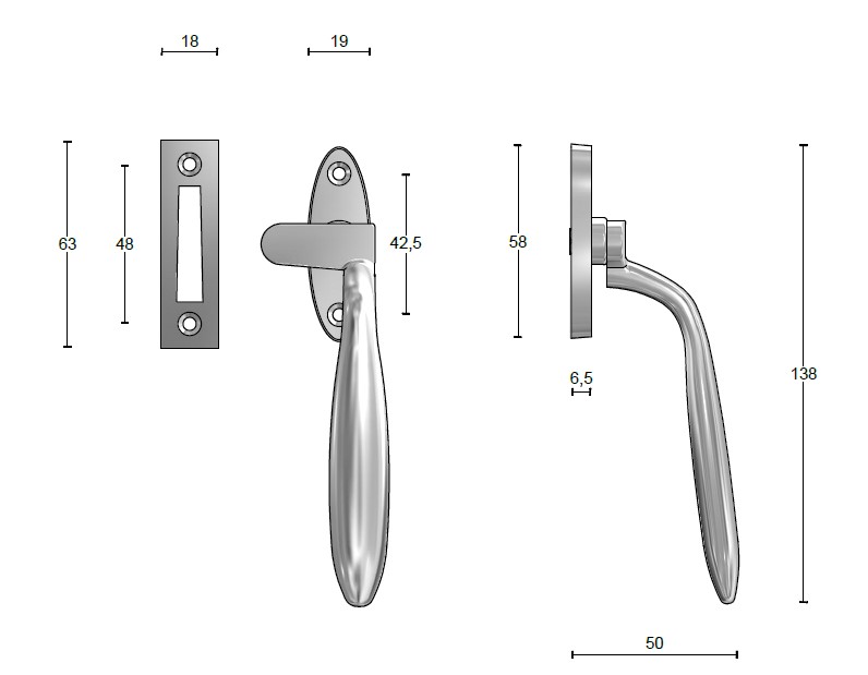 Raamboompje TIMELESS RB-1938 Dudok Links glans nikkel - Afbeelding 2
