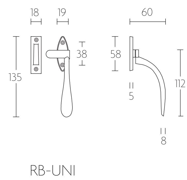 Raamboompje TIMELESS RB-Uni Links messing Ongelakt - Afbeelding 2