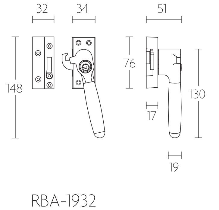 Raamsluiting TIMELESS RBA-1932 Links glans nikkel/Ebbenhout - Afbeelding 2