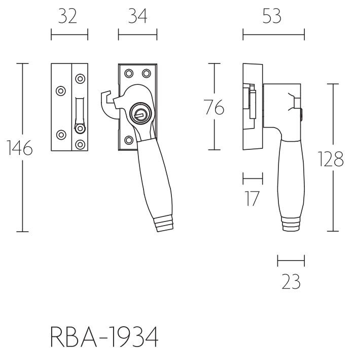 Raamsluiting TIMELESS RBA-1934 Rechts mat nikkel/Ebbenhout - Afbeelding 2