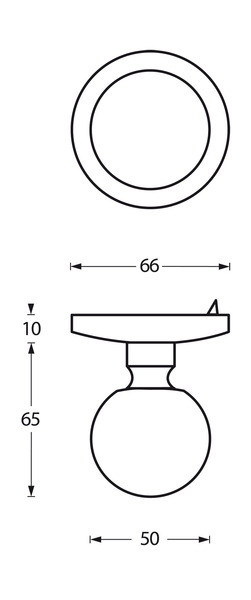 Intersteel voordeurknop Bolrond Ø50/66 mm messing getrommeld - Afbeelding 2