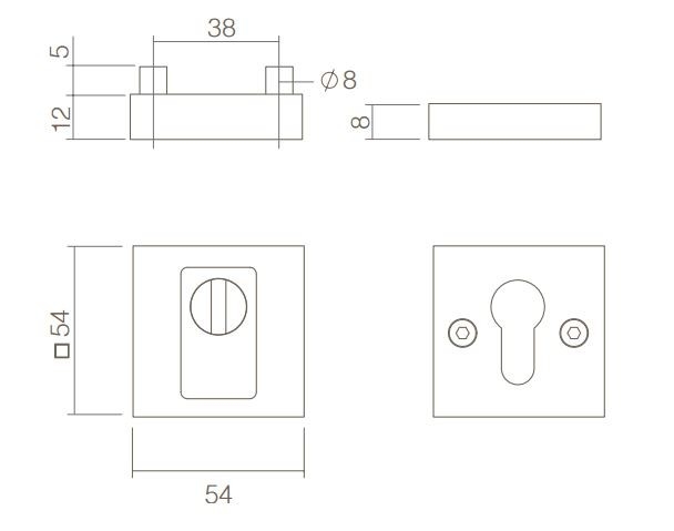Intersteel SKG3 Veiligheid-rozet Vierkant + kerntrekbeveiliging rvs/mat zwart - Afbeelding 2