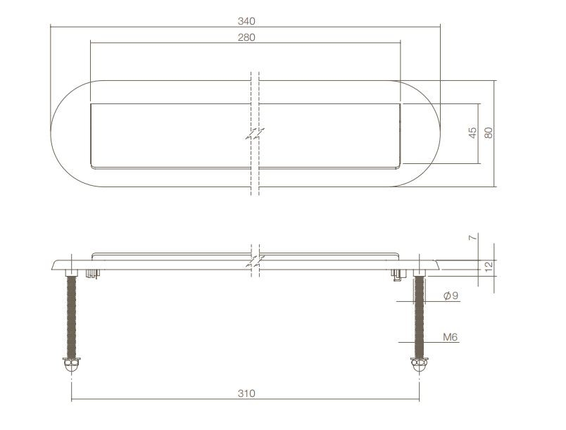 Intersteel Briefplaat Ovaal met klep/Regenrand rvs/mat zwart - Afbeelding 2