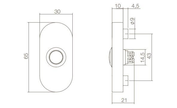 Intersteel Beldrukker Ovaal Verdekt 65X30X10 rvs/mat zwart - Afbeelding 2