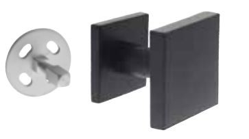 Intersteel voordeurknop vast Verkropt Vierkant 64/54 Eenzijdige montage rvs/mat zwart