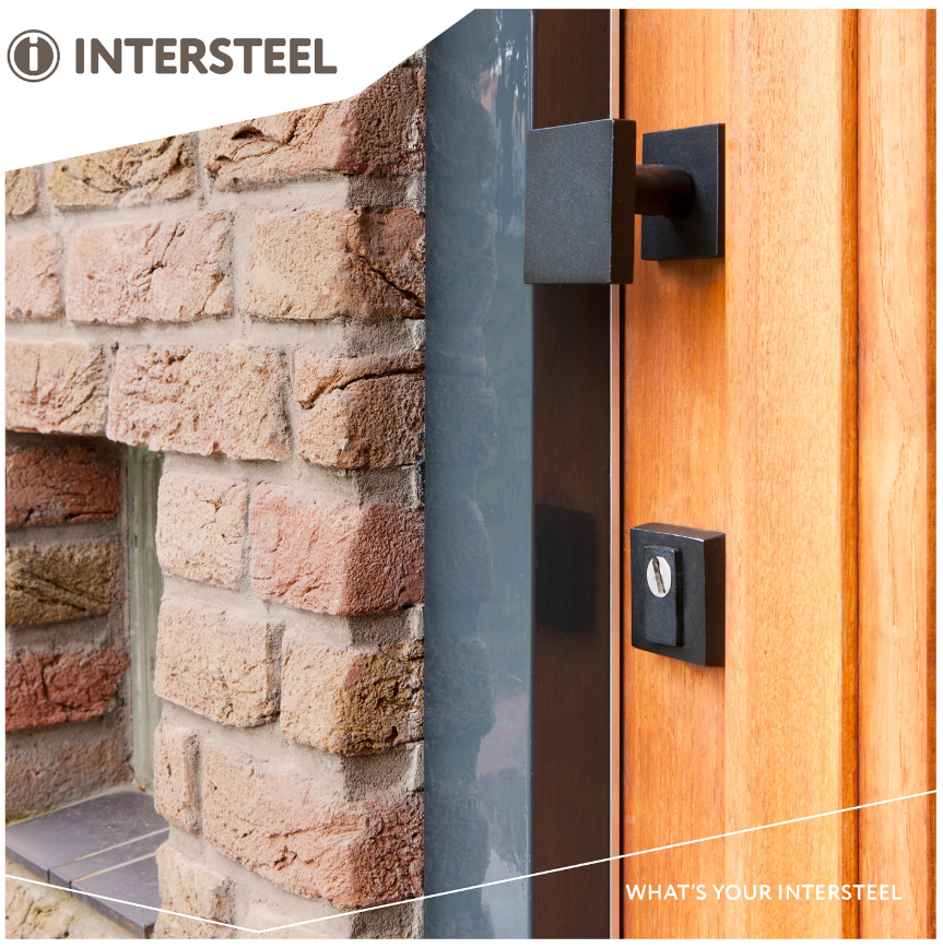 Intersteel voordeurknop vast Verkropt Vierkant 64/54 Eenzijdige montage rvs/mat zwart - Afbeelding 4