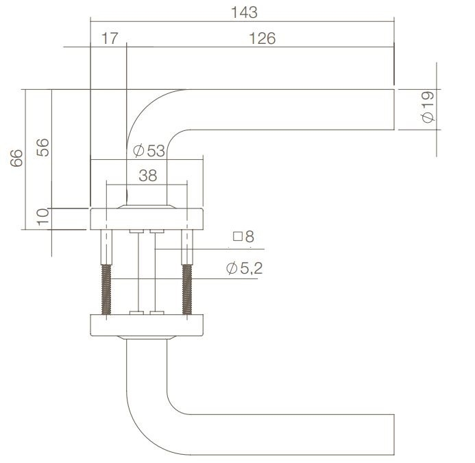 Intersteel deurklink Luzern op ronde rozet rvs mat zwart - Afbeelding 2