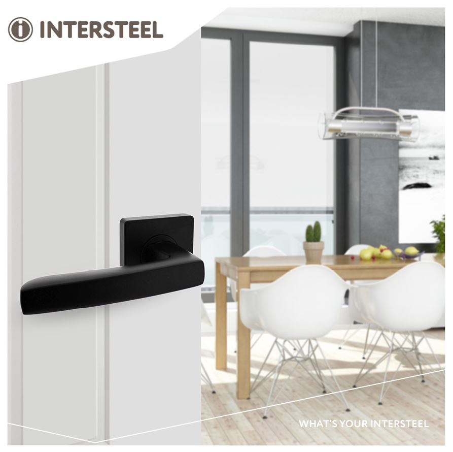 Intersteel deurklink Minos op vierkant rozet mat zwart - Afbeelding 3