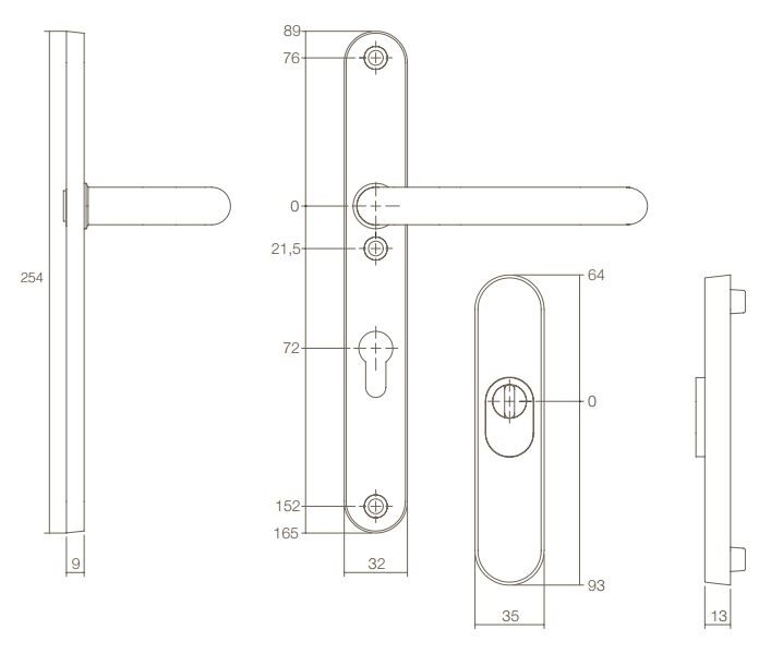 Intersteel Veiligheidsbeslag PC92 smal met kerntrek beveiliging smalschild/kruk SKG3 rvs - Afbeelding 2