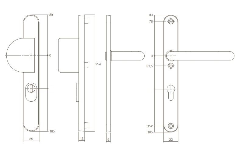 Intersteel Veiligheidsbeslag PC72 smal met kerntrek beveiliging geveerd greep/kruk SKG3 rvs - Afbeelding 2