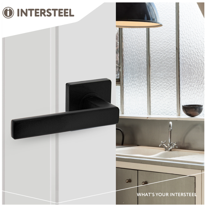 Intersteel enkele deurklink rechts Hera op vierkant rozet mat zwart - Afbeelding 3