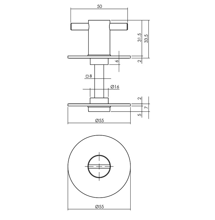 Intersteel wc-sluiting 8 mm Renovatie Zelfklevend Rond Plat 55x2 mm rvs - Afbeelding 2