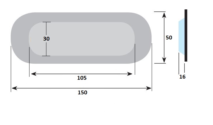 Schuifdeurgreep 150 x 50 mm Ovaal rvs - Afbeelding 2