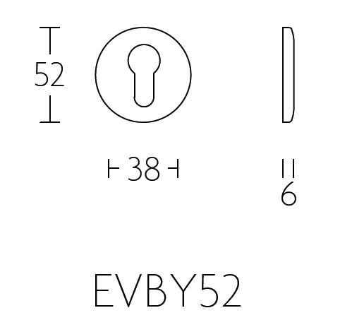 Cilinderplaatje NOUR EVBY52 PVD mat Goud - Afbeelding 2