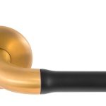 Deurklink NOUR EV100/64 op Rozet PVD mat Goud/zwart