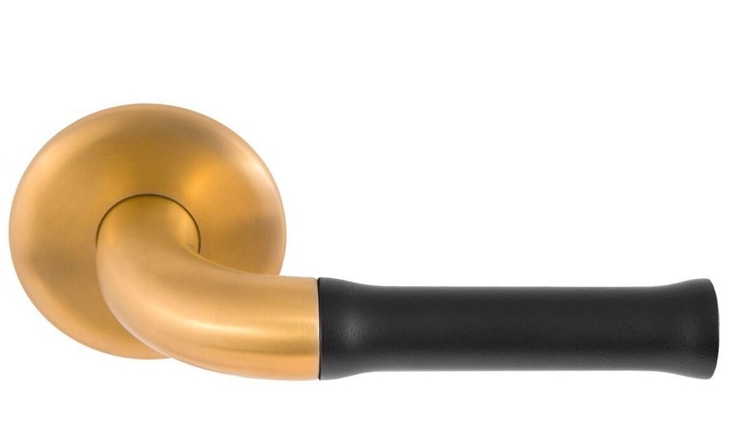 Deurklink NOUR EV100/64 op Rozet PVD mat Goud/zwart