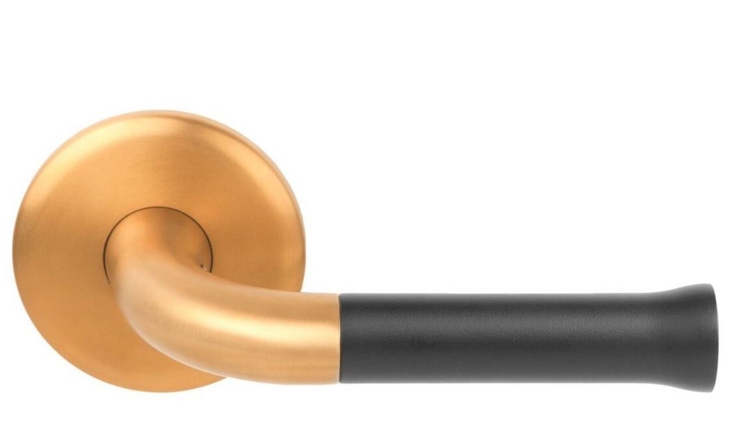 Deurklink NOUR EV101/64 op Rozet PVD mat Goud/zwart