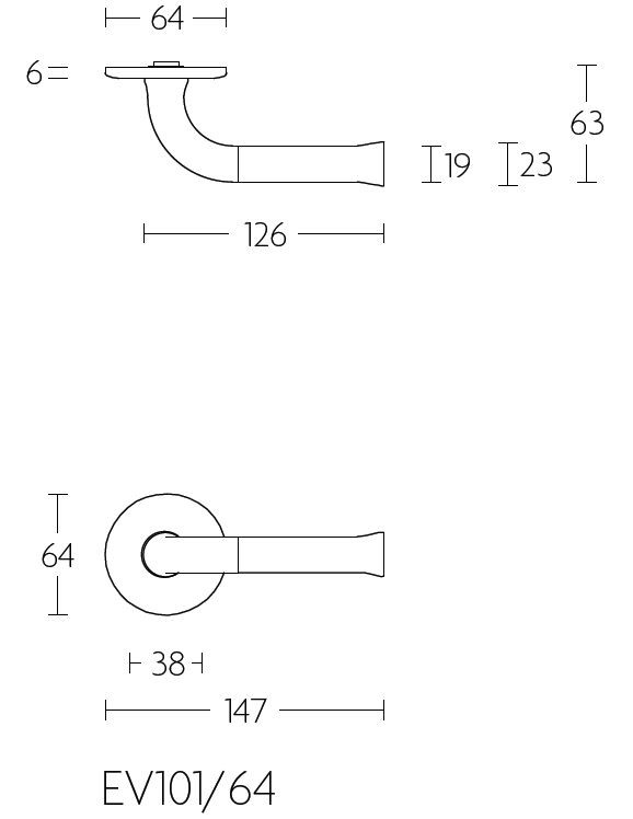 Deurklink NOUR EV101/64 op Rozet PVD mat Goud/zwart - Afbeelding 2