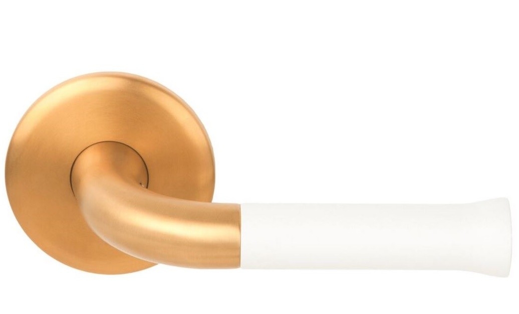 Deurklink NOUR EV101/64 op Rozet PVD mat Goud/Wit