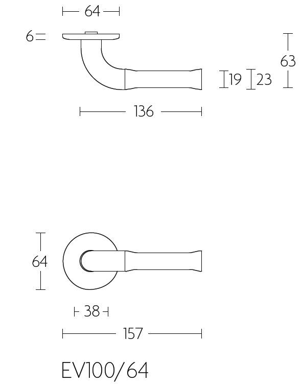 Enkele Deurklink NOUR EV100/64 op Rozet rvs gepolijst - Afbeelding 2
