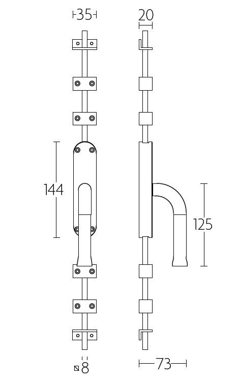 Kruk-Espagnolet NOUR KO-EV101 Rechts mat zwart - Afbeelding 2