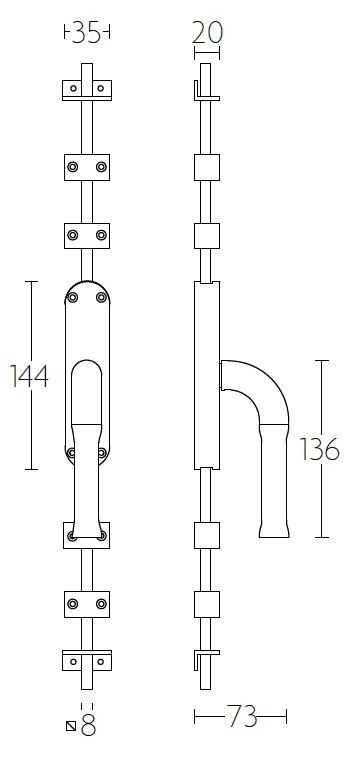 Kruk-Espagnolet NOUR KO-EV100 Links PVD mat Goud - Afbeelding 2