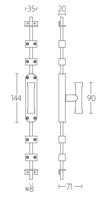 Kruk-Espagnolet NOUR KO-EV102 Rechts rvs gepolijst - Afbeelding 2