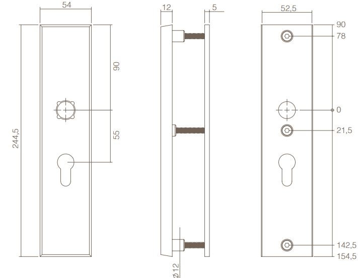 Intersteel SKG3 Veiligheidsbeslag rechthoekig PC55 Met kerntrekbeveiliging rvs/mat zwart - Afbeelding 3