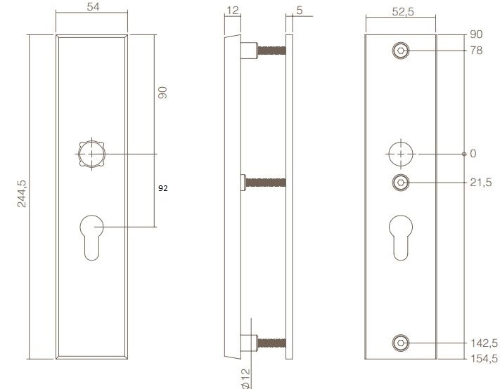 Intersteel SKG3 Veiligheidsbeslag PC92 rechthoekig Met kerntrekbeveiliging rvs/mat zwart - Afbeelding 3