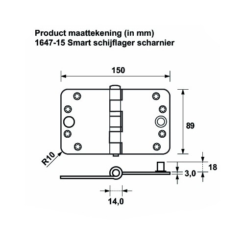 AXA Smart schijflagerscharnier SKG3 89x150 mm rvs - Afbeelding 2