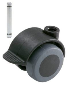 Meubelwiel zwart Zacht + Rem 40 mm Stift 8 mm