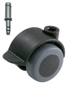 Meubelwiel zwart Zacht + Rem 40 mm Stift 11 mm