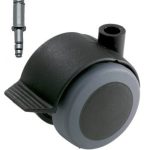 Meubelwiel zwart Zacht + Rem 50 mm Stift 10 mm