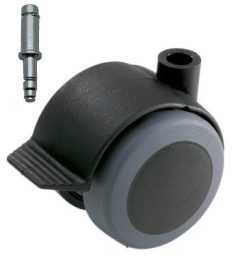 Meubelwiel zwart Zacht + Rem 50 mm Stift 10 mm