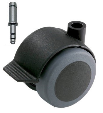 Meubelwiel zwart Zacht + Rem 50 mm Stift 10 mm