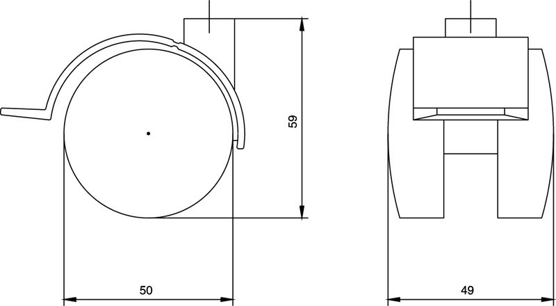 Meubelwiel zwart Zacht + Rem 50 mm Stift 10 mm - Afbeelding 2