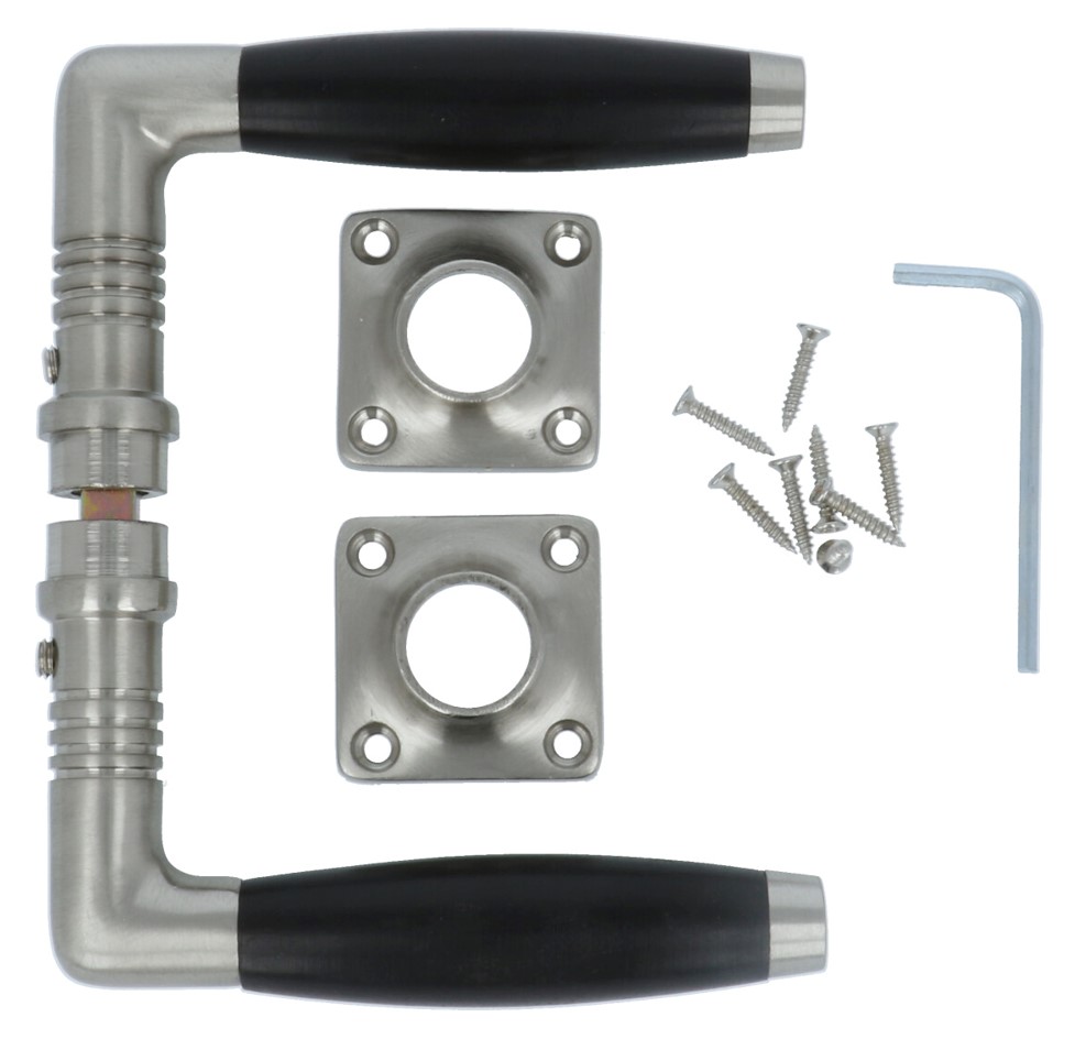 Deurklink Ton 400 nikkel mat/ebbenhout inclusief rozetten - Afbeelding 3