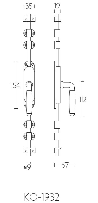 Kruk-Espagnolet TIMELESS KO-1932 Links mat nikkel/Ebbenhout - Afbeelding 2