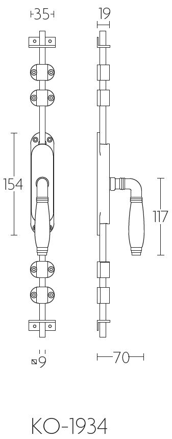 Kruk-Espagnolet TIMELESS KO-1934 Links messing Ongelakt/Ebbenhout - Afbeelding 2