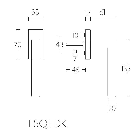 Draaikiepgarnituur SQUARE LSQIDK Links mat rvs - Afbeelding 2