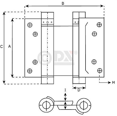 Bommer scharnier Dubbelwerkend 100 mm Zilvergrijs - Afbeelding 2