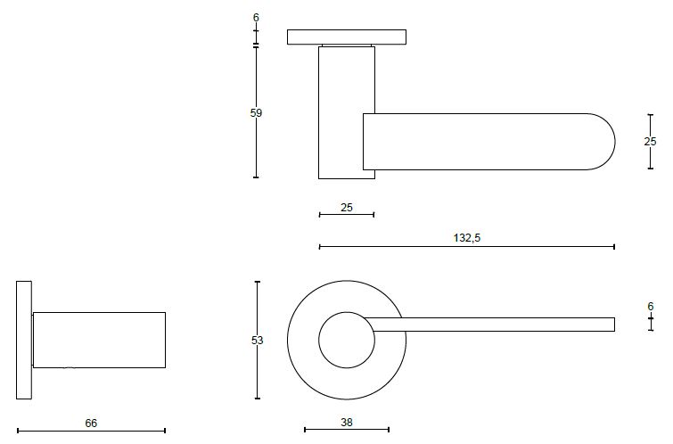 Deurklink TENSE BB102-G Op Rozet mat rvs - Afbeelding 2