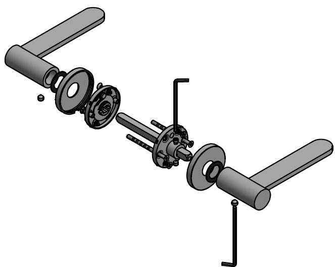 Deurklink TENSE BB102-G Op Rozet mat rvs - Afbeelding 3