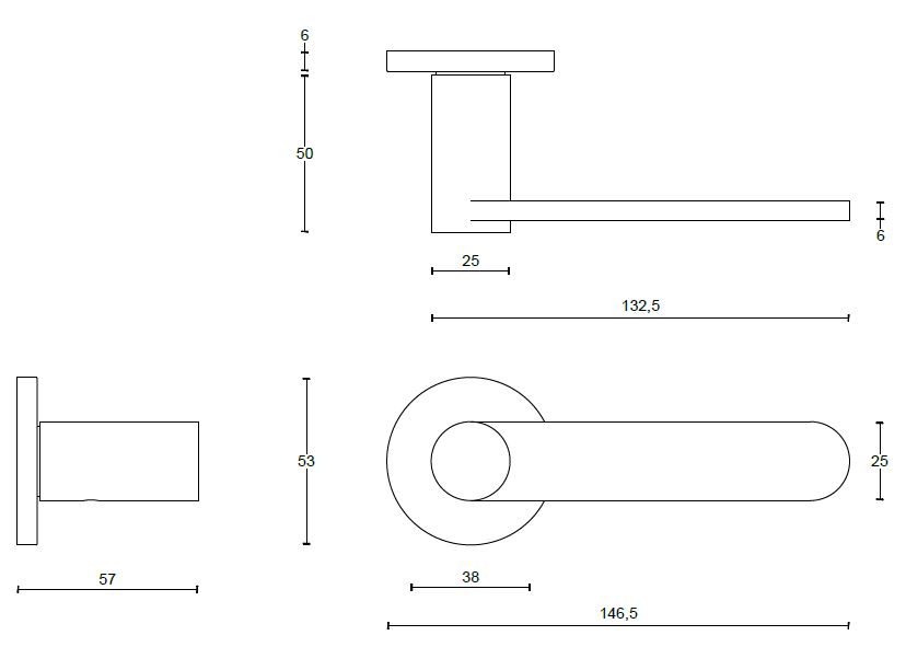 Deurklink TENSE BB103-G Op Rozet mat rvs - Afbeelding 2