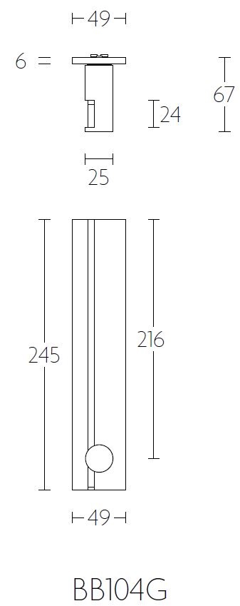 Deurklink TENSE BB104-G Op Schild mat rvs - Afbeelding 2
