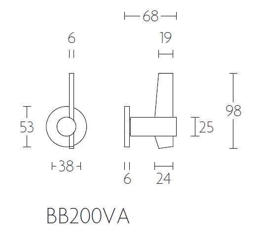 Voordeurknop Vast TENSE BB200VA Rechts mat zwart - Afbeelding 2