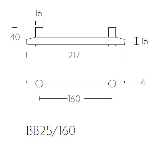 Meubelgreep TENSE BB25/160 mat zwart 160 mm - Afbeelding 2